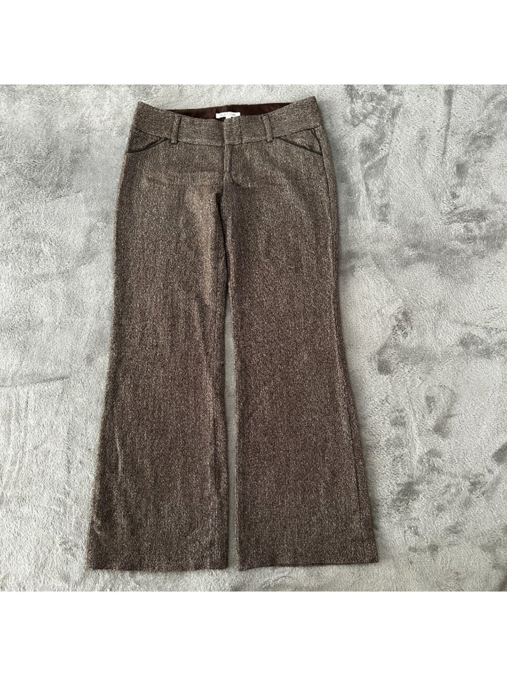 Alice + Olivia Low Rise Wide Flare Leg Trousers Pants Slacks Brown Women's 8